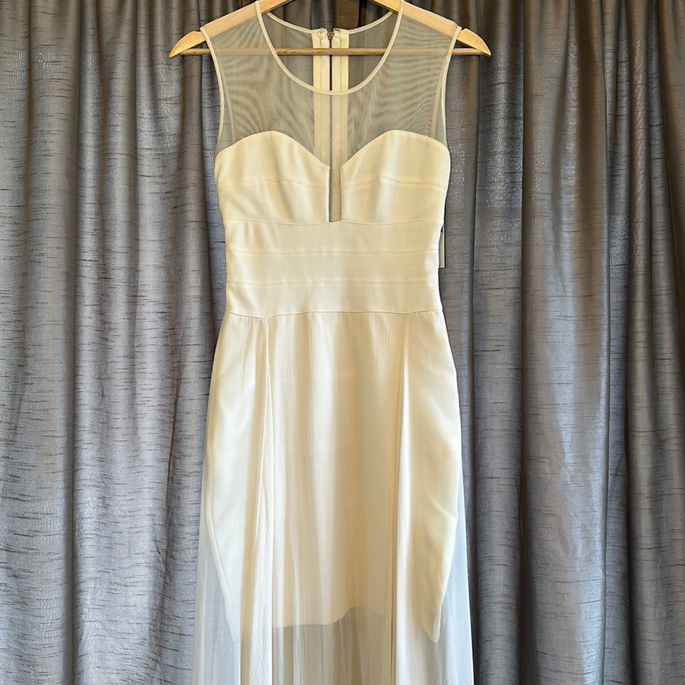 BCBG Max Azria Alai White Cream Silk Maxi Dress XS